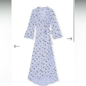GANNI Goergette wrap dress blue women’s small